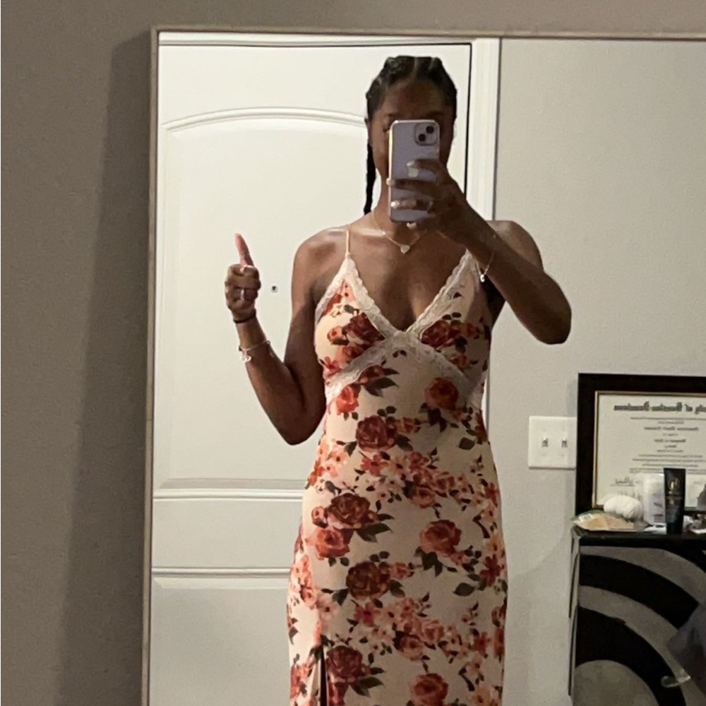 Floral Lace Trim Dress